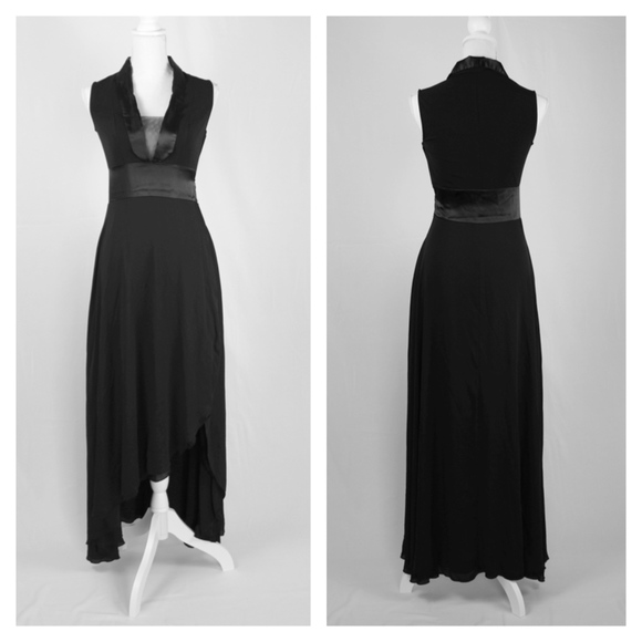 VENUS Black Tuxedo Maxi Dress Size 2 - Picture 3 of 8